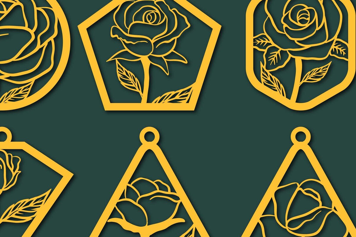 Intra απο ξύλο plywood 3mm-4mm πάχος – Σκουλαρίκι τριαντάφυλλο Πακέτο κοπής με λέιζερ Δίασταση  5x5 cm INTRAFABR-65520609