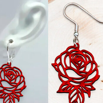 Intra απο ξύλο plywood 3mm-4mm πάχος – Σκουλαρίκια τριαντάφυλλο κοπής με λέιζερ. Σκουλαρίκια Boho. Δίασταση 5x5 cm INTRAFABR-121048656 - Image 1