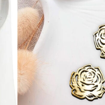 Intra απο ξύλο plywood 3mm-4mm πάχος – Σκουλαρίκια τριαντάφυλλο κοπής με λέιζερ. Σκουλαρίκια Boho Δίασταση 5x5 cm INTRAFABR-120732828 - Image 1