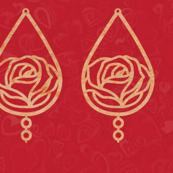 Intra απο ξύλο plywood 3mm-4mm πάχος – Σκουλαρίκια τριαντάφυλλο κοπής με λέιζερ Δίασταση 5x5 cm INTRAFABR-57641143 - Image 1