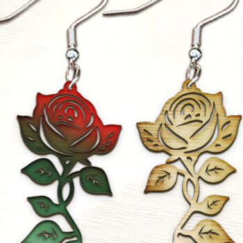 Intra απο ξύλο plywood 3mm-4mm πάχος – Σκουλαρίκια τριαντάφυλλο κοπής με λέιζερ. Δίασταση 5x5 cm INTRAFABR-123582866 - Image 1