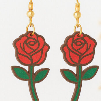 Intra απο ξύλο plywood 3mm-4mm πάχος – Σκουλαρίκια τριαντάφυλλο Cut Δίασταση 5x5 cm INTRAFABR-120635829 - Image 1