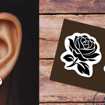 Intra απο ξύλο plywood 3mm-4mm πάχος – Σκουλαρίκια τριαντάφυλλο | λουλουδιών Δίασταση 5x5 cm INTRAFABR-120167972 - Image 3