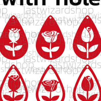 Intra απο ξύλο plywood 3mm-4mm πάχος – Σκουλαρίκια τριαντάφυλλο, Σκουλαρίκι από λουλούδι Δίασταση 5x5 cm INTRAFABR-25857023 - Image 4