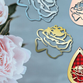 Intra απο ξύλο plywood 3mm-4mm πάχος – Σκουλαρίκια τριαντάφυλλο Δίασταση 5x5 cm INTRAFABR-5967743 - Image 2