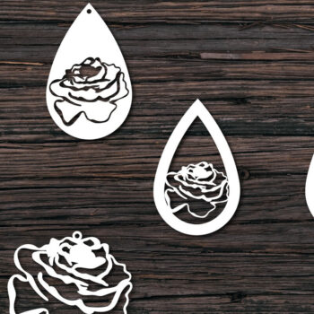 Intra απο ξύλο plywood 3mm-4mm πάχος – Σκουλαρίκια τριαντάφυλλο Δίασταση 5x5 cm INTRAFABR-5967743 - Image 3