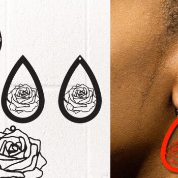 Intra απο ξύλο plywood 3mm-4mm πάχος – Σκουλαρίκια τριαντάφυλλο, Σκουλαρίκια δάκρυ ψεύτικο δέρμα Δίασταση 5x5 cm INTRAFABR-5868256 - Image 1