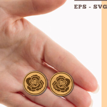 Intra απο ξύλο plywood 3mm-4mm πάχος – Σκουλαρίκια Rose Flower Δίασταση  5x5 cm INTRAFABR-102677880 - Image 1