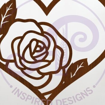 Intra απο ξύλο plywood 3mm-4mm πάχος – Rose Flower Heart Επιγραφή, Αρχείο. Δίασταση  20x20 cm INTRAFABR-123381872 - Image 1