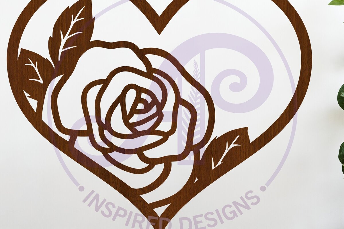 Intra απο ξύλο plywood 3mm-4mm πάχος – Rose Flower Heart Επιγραφή, Αρχείο. Δίασταση  20x20 cm INTRAFABR-123381872