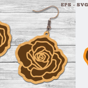 Intra απο ξύλο plywood 3mm-4mm πάχος – Σκουλαρίκια Rose Flower Δίασταση  5x5 cm INTRAFABR-106749139