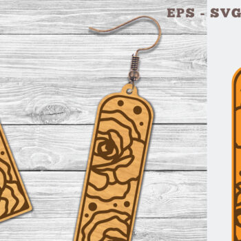 Intra απο ξύλο plywood 3mm-4mm πάχος – Σκουλαρίκια Rose Flower Δίασταση  5x5 cm INTRAFABR-103064689 - Image 1