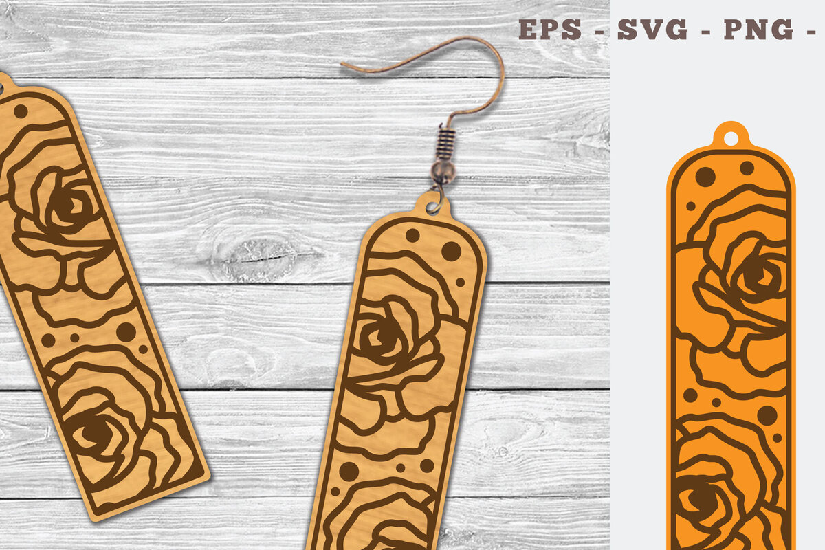 Intra απο ξύλο plywood 3mm-4mm πάχος – Σκουλαρίκια Rose Flower Δίασταση  5x5 cm INTRAFABR-103064689