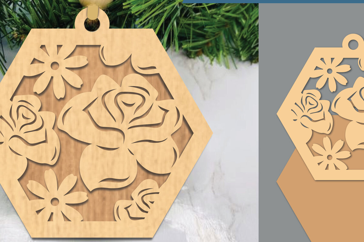 Intra απο ξύλο plywood 3mm-4mm πάχος – Στολίδι με κομμένο λέιζερ τριαντάφυλλο 1 Δίασταση  20x20 cm INTRAFABR-105419499