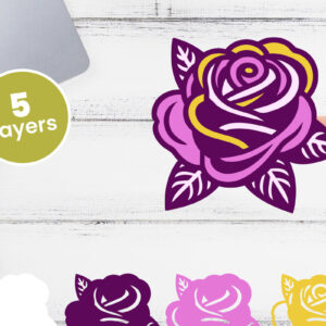 Intra απο ξύλο plywood 3mm-4mm πάχος – Rose Flower Layered Papercut Δίασταση  20x20 cm INTRAFABR-114619367