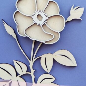 Intra απο ξύλο plywood 3mm-4mm πάχος – Rose Hip Flower Δίασταση  20x20 cm INTRAFABR-33749181 - Image 2