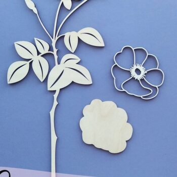 Intra απο ξύλο plywood 3mm-4mm πάχος – Rose Hip Flower Δίασταση  20x20 cm INTRAFABR-33749181 - Image 3