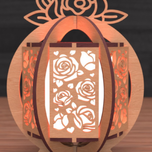 Intra απο ξύλο plywood 3mm-4mm πάχος –  κοπής με λέιζερ Rose Lantern Δίασταση  20x20 cm INTRAFABR-111860587