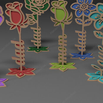 Intra απο ξύλο plywood 3mm-4mm πάχος – Rose Files, Flower Laser Files Δίασταση  20x20 cm INTRAFABR-68564404 - Image 1