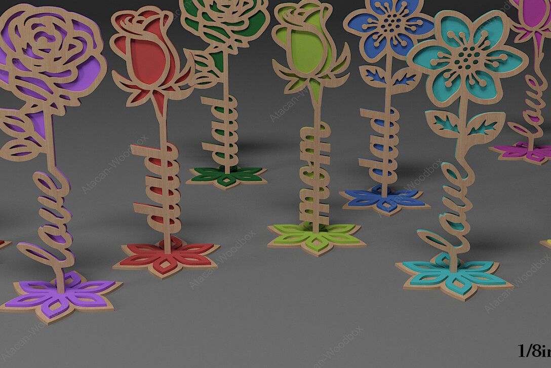 Intra απο ξύλο plywood 3mm-4mm πάχος – Rose Files, Flower Laser Files Δίασταση  20x20 cm INTRAFABR-68564404