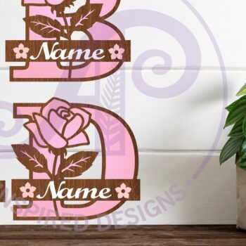 Intra απο ξύλο plywood 3mm-4mm πάχος – Πινακίδες ονόματος δέσμης γραμμάτων μονόγραμμα τριαντάφυλλου Δίασταση  20x20 cm INTRAFABR-88936083 - Image 1