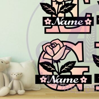 Intra απο ξύλο plywood 3mm-4mm πάχος – Πινακίδες ονόματος δέσμης γραμμάτων μονόγραμμα τριαντάφυλλου Δίασταση  20x20 cm INTRAFABR-88936083 - Image 2