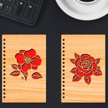 Intra απο ξύλο plywood 3mm-4mm πάχος – Κάλυμμα σημειωματάριου Rose, Ημέρα του Αγίου Βαλεντίνου Δίασταση  20x20 cm INTRAFABR-86233298 - Image 2