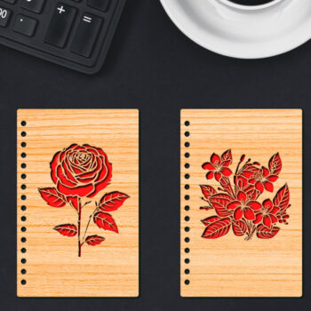 Intra απο ξύλο plywood 3mm-4mm πάχος – Κάλυμμα σημειωματάριου Rose, Ημέρα του Αγίου Βαλεντίνου Δίασταση  20x20 cm INTRAFABR-86233298 - Image 3