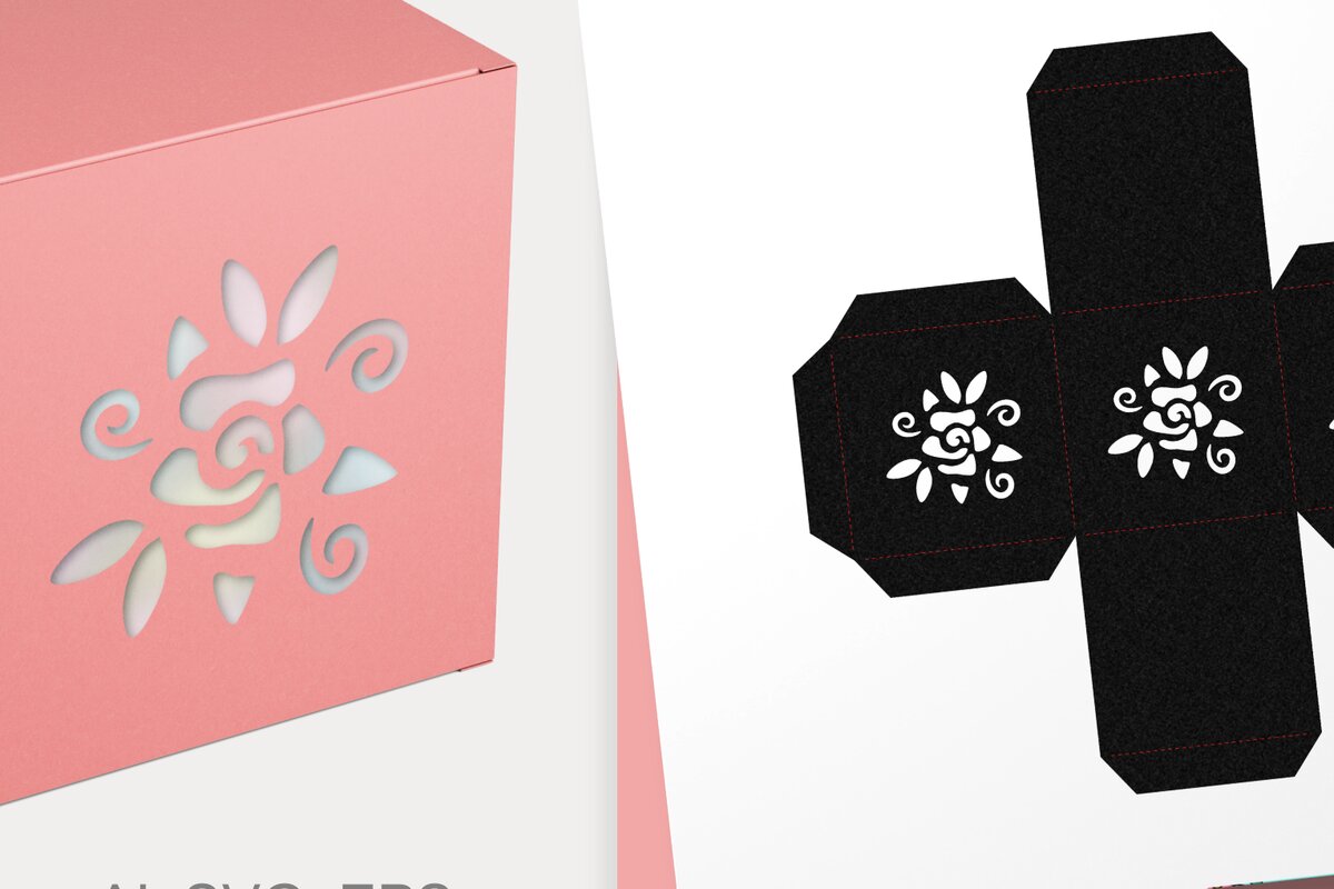 Intra απο ξύλο plywood 3mm-4mm πάχος – Πρότυπο κιβωτίου δώρου κύβου σχήματος τριαντάφυλλου Δίασταση  20x20 cm INTRAFABR-64976621