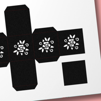 Intra απο ξύλο plywood 3mm-4mm πάχος – Πρότυπο κιβωτίου δώρου κύβου σχήματος τριαντάφυλλου Δίασταση  20x20 cm INTRAFABR-64976621 - Image 2