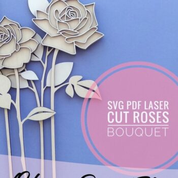 Intra απο ξύλο plywood 3mm-4mm πάχος – Τριαντάφυλλο κομμένο λουλούδι με λέιζερ Δίασταση  20x20 cm INTRAFABR-33284026 - Image 1