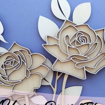 Intra απο ξύλο plywood 3mm-4mm πάχος – Τριαντάφυλλο κομμένο λουλούδι με λέιζερ Δίασταση  20x20 cm INTRAFABR-33284026 - Image 2