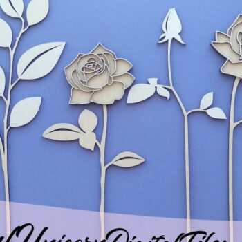 Intra απο ξύλο plywood 3mm-4mm πάχος – Τριαντάφυλλο κομμένο λουλούδι με λέιζερ Δίασταση  20x20 cm INTRAFABR-33284026 - Image 3