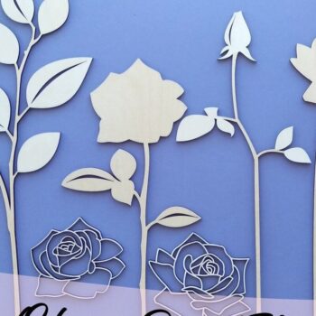 Intra απο ξύλο plywood 3mm-4mm πάχος – Τριαντάφυλλο κομμένο λουλούδι με λέιζερ Δίασταση  20x20 cm INTRAFABR-33284026 - Image 4