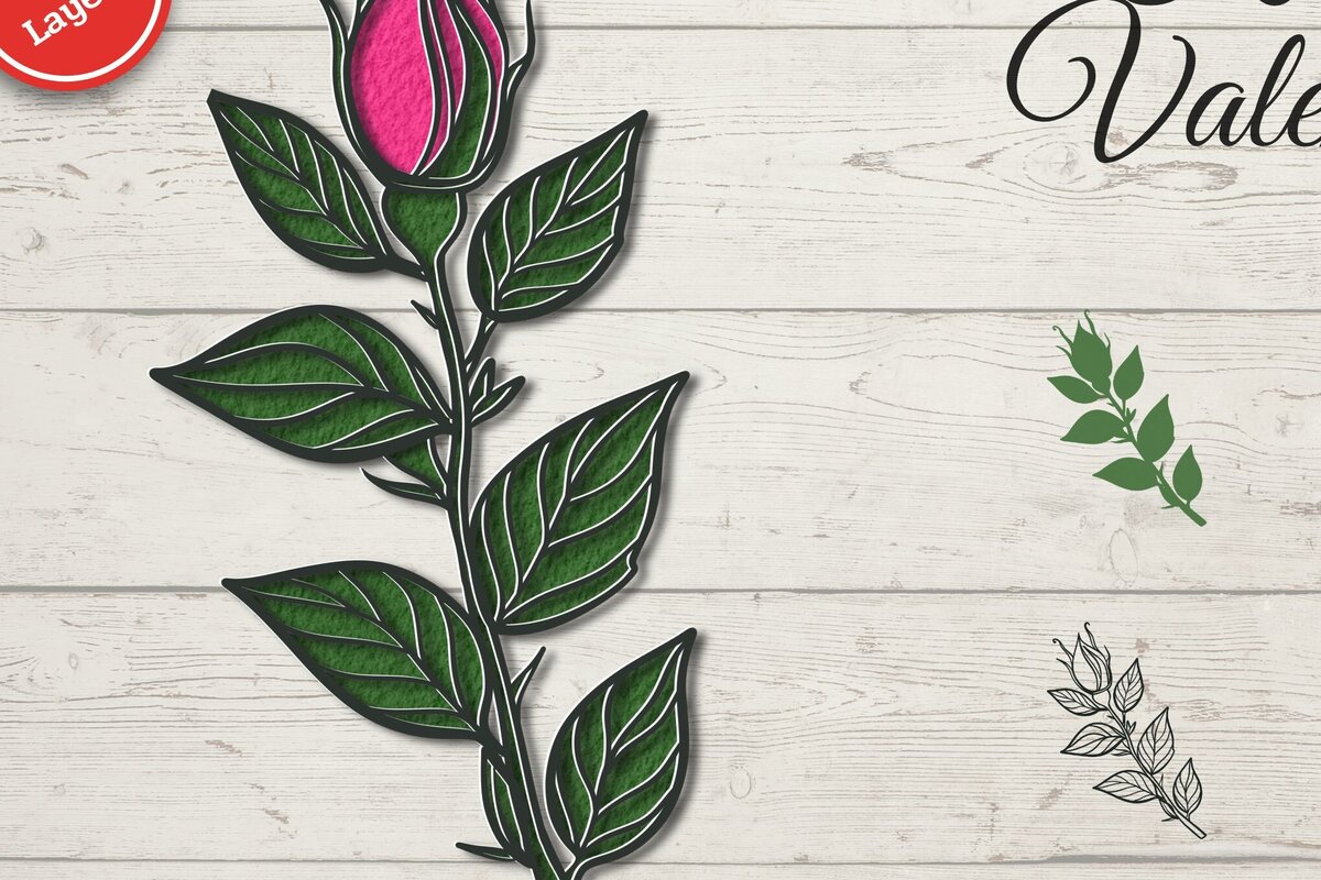 Intra απο ξύλο plywood 3mm-4mm πάχος – Τριαντάφυλλο Ημέρα του Αγίου Βαλεντίνου Δίασταση  20x20 cm INTRAFABR-86242521