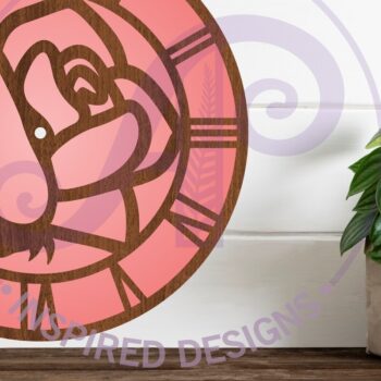 Intra απο ξύλο plywood 3mm-4mm πάχος – Rose Wall Clock Files Cut Laser, Δίασταση  20x20 cm INTRAFABR-96018758 - Image 2