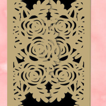 Intra απο ξύλο plywood 3mm-4mm πάχος – Τριαντάφυλλο Προσκλητήριο Γάμου Κόψιμο Δίασταση  20x20 cm INTRAFABR-19314799 - Image 3