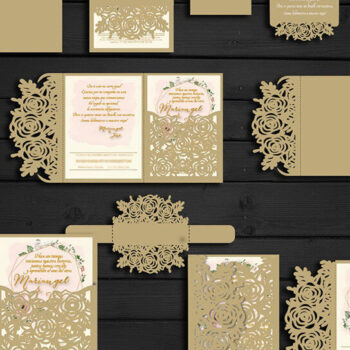 Intra απο ξύλο plywood 3mm-4mm πάχος – Προσκλητήριο γάμου με τριαντάφυλλο Δίασταση 20x20 cm INTRAFABR-19314731 - Image 1