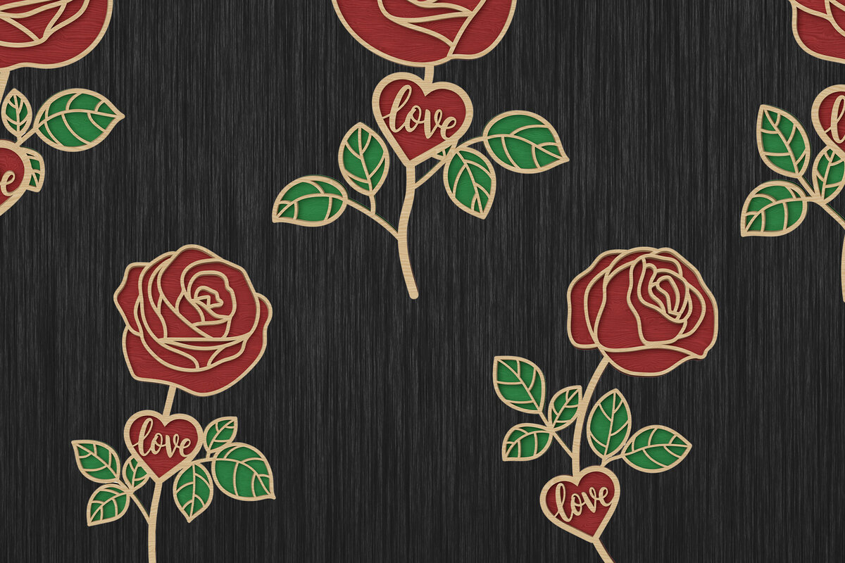 Intra απο ξύλο plywood 3mm-4mm πάχος – Πακέτο Rose with Love Heart Δίασταση  20x20 cm INTRAFABR-111375985