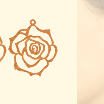 Intra απο ξύλο plywood 3mm-4mm πάχος – Σκουλαρίκια από ροζ ξύλο κοπής με λέιζερ Δίασταση  5x5 cm INTRAFABR-96803316 - Image 1