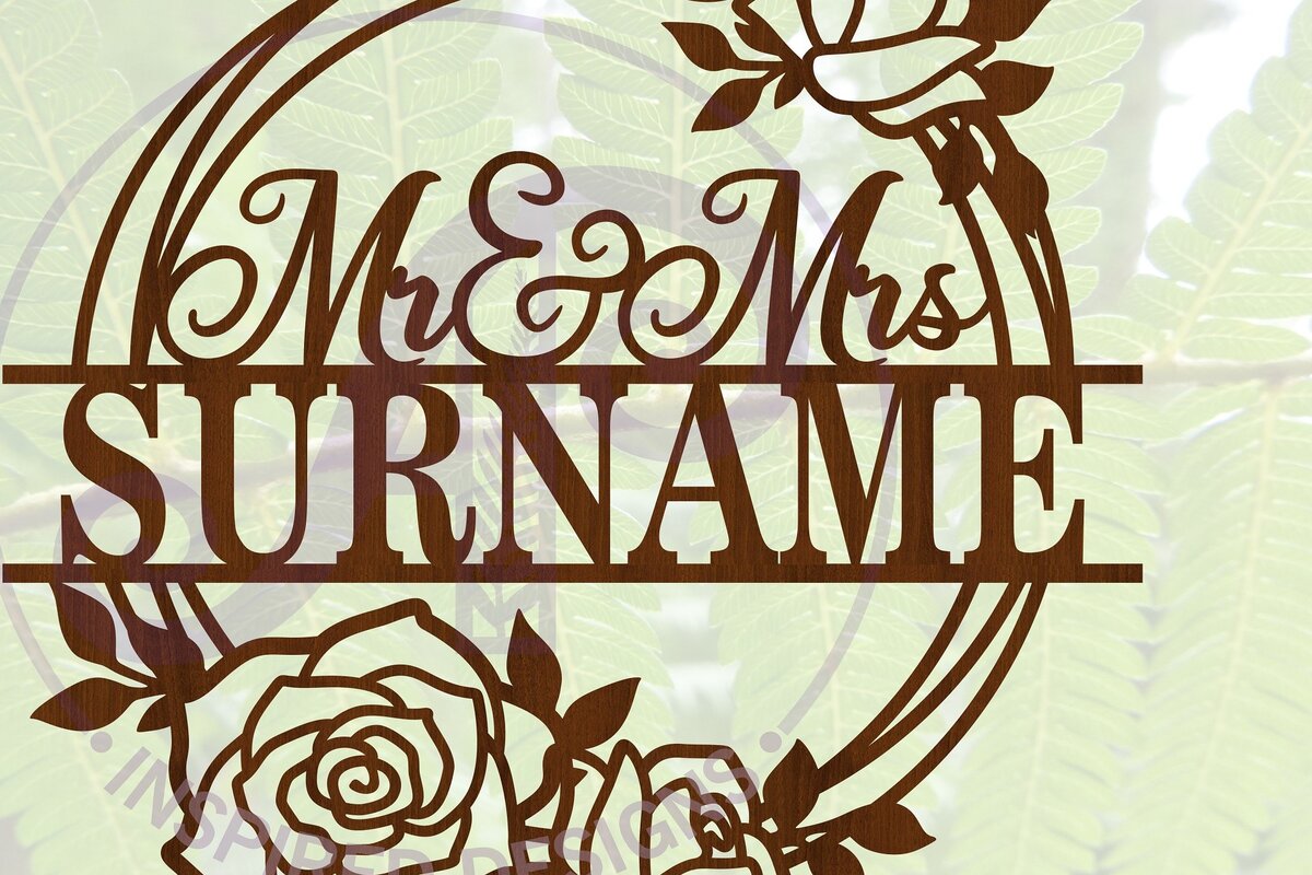 Intra απο ξύλο plywood 3mm-4mm πάχος – Στεφάνι Τριαντάφυλλου Σήμα Γάμου Mr and Mrs Δίασταση  20x20 cm INTRAFABR-68857106