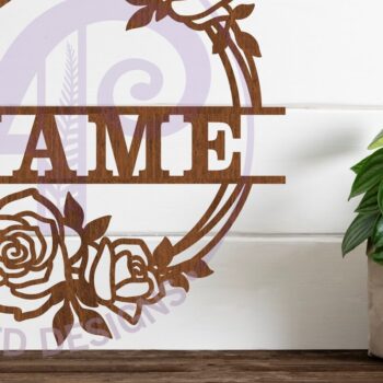 Intra απο ξύλο plywood 3mm-4mm πάχος – Σήμα ονόματος στεφάνι τριαντάφυλλου Δίασταση  20x20 cm INTRAFABR-97406677 - Image 1