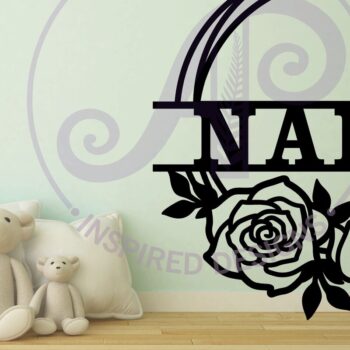 Intra απο ξύλο plywood 3mm-4mm πάχος – Σήμα ονόματος στεφάνι τριαντάφυλλου Δίασταση  20x20 cm INTRAFABR-97406677 - Image 2