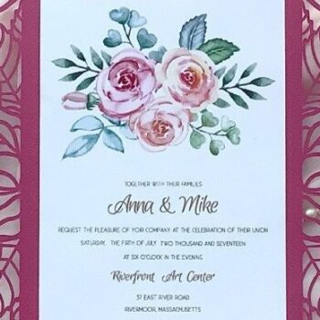 Intra απο ξύλο plywood 3mm-4mm πάχος – Τριαντάφυλλα Πύλη Διπλωμένη Κάρτα 5x7, Προσκλητήριο Γάμου Δίασταση  20x20 cm INTRAFABR-32319986 - Image 1