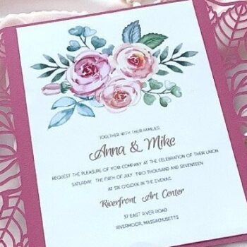 Intra απο ξύλο plywood 3mm-4mm πάχος – Τριαντάφυλλα Πύλη Διπλωμένη Κάρτα 5x7, Προσκλητήριο Γάμου Δίασταση  20x20 cm INTRAFABR-32319986 - Image 2