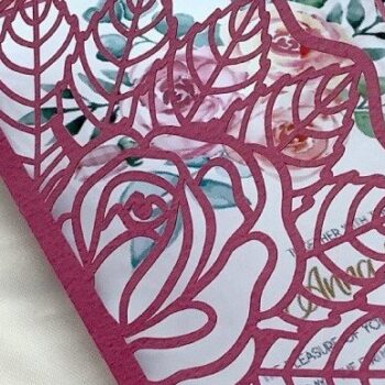 Intra απο ξύλο plywood 3mm-4mm πάχος – Τριαντάφυλλα Πύλη Διπλωμένη Κάρτα 5x7, Προσκλητήριο Γάμου Δίασταση  20x20 cm INTRAFABR-32319986 - Image 4