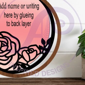 Intra απο ξύλο plywood 3mm-4mm πάχος – Roses Layered Personalized Name Art Wall Δίασταση  20x20 cm INTRAFABR-118853357 - Image 3