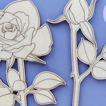 Intra απο ξύλο plywood 3mm-4mm πάχος – Αρχείο βαθμολογίας λέιζερ Roses Δίασταση  20x20 cm INTRAFABR-32441801 - Image 2