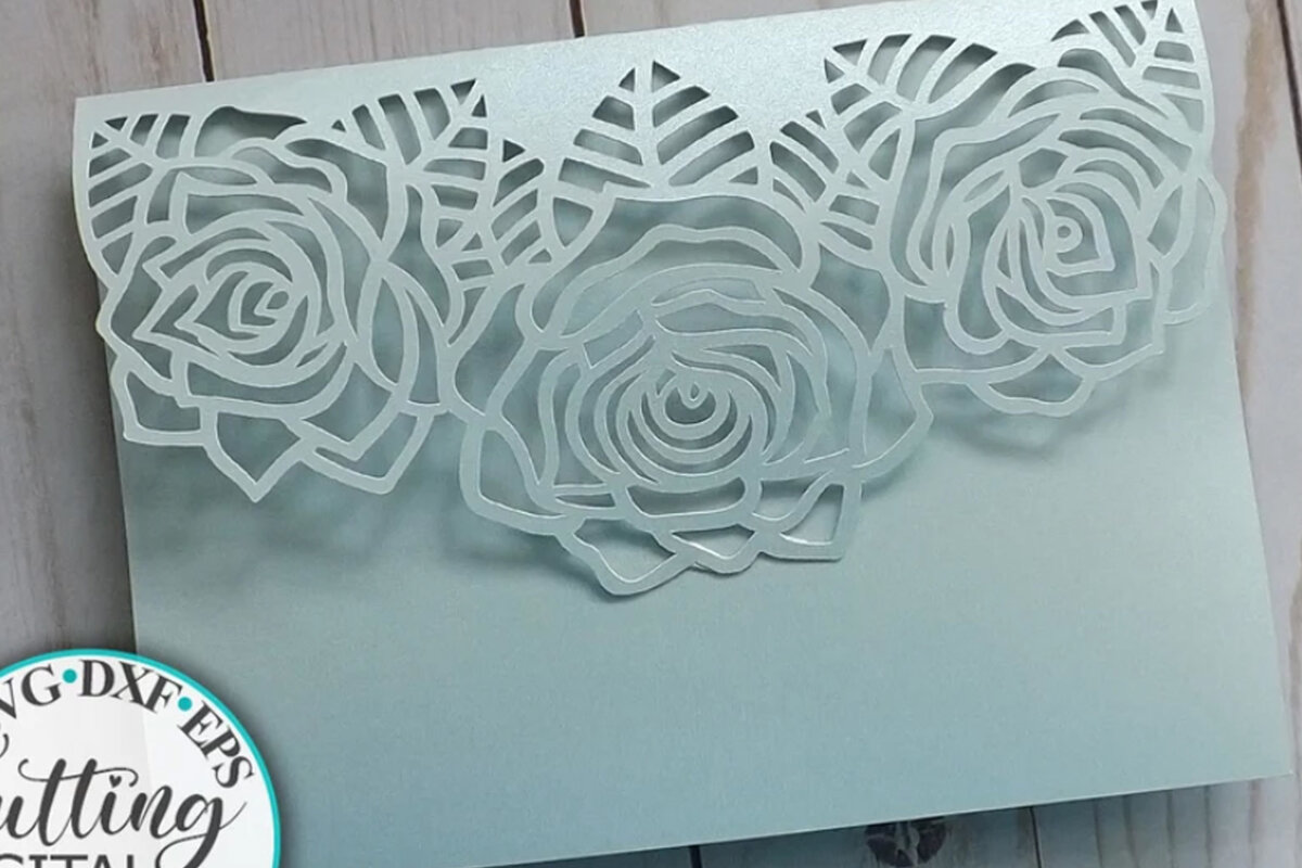 Intra απο ξύλο plywood 3mm-4mm πάχος – Τριαντάφυλλα Trifold Wedding Pocket Cut Δίασταση  20x20 cm INTRAFABR-28873488