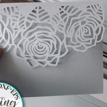 Intra απο ξύλο plywood 3mm-4mm πάχος – Τριαντάφυλλα Trifold Wedding Pocket Cut Δίασταση 20x20 cm INTRAFABR-28873488 - Image 4